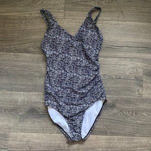 Speedo Womens Swimsuit Black & White Size 6 One Piece Swim